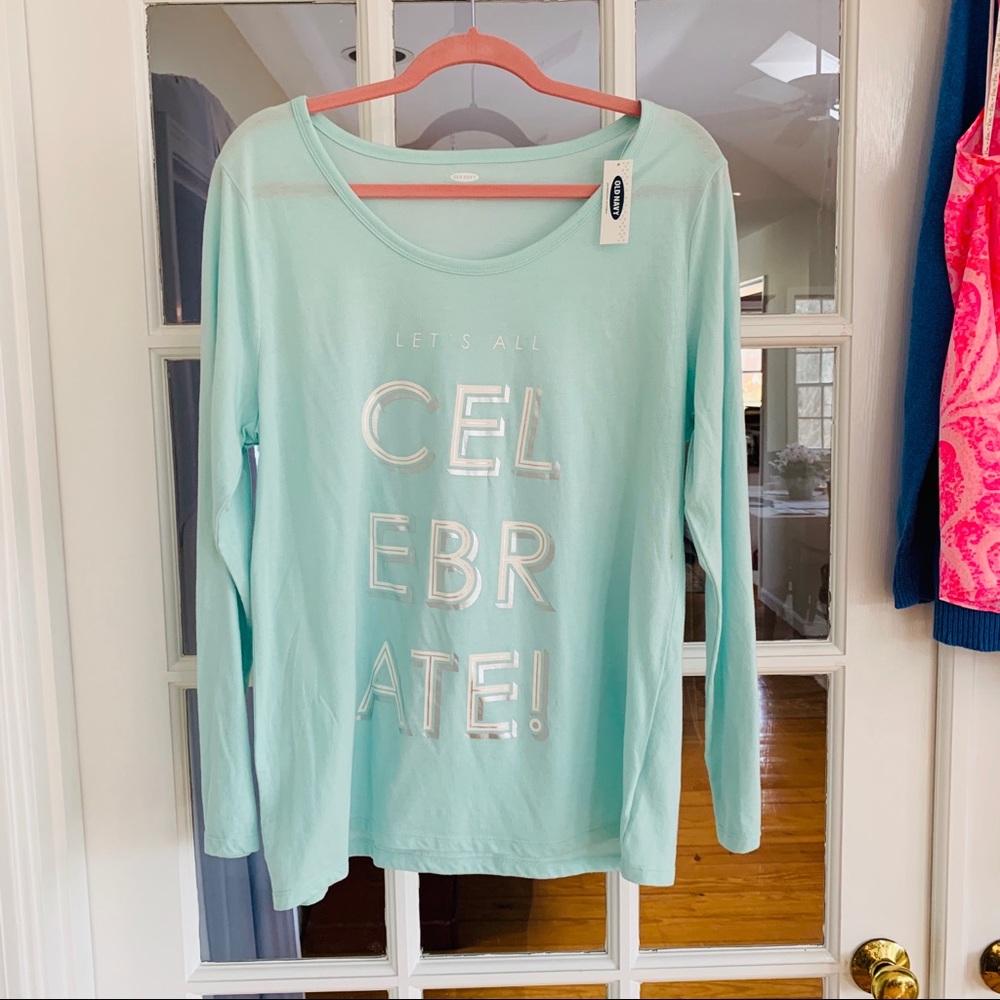 Old Navy NWT XL “CELEBRATE” beautiful mint green